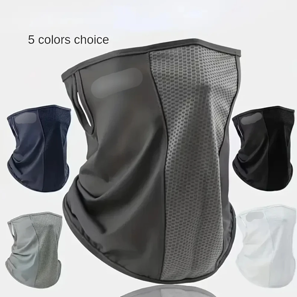 

Summer Ice Silk Cycling Masks Hanging Ear Breathable Anti-UV Face Scarf Neck Cover for Outdoor Hiking Sunscreen Balaclava