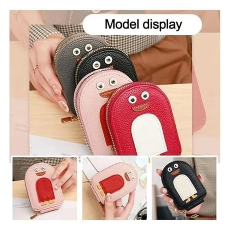 

Cute Penguins PU Credit Card Holder, Cute Penguins Wallet, Women's Credit Card Holder With 11 Card Slots Red Durable