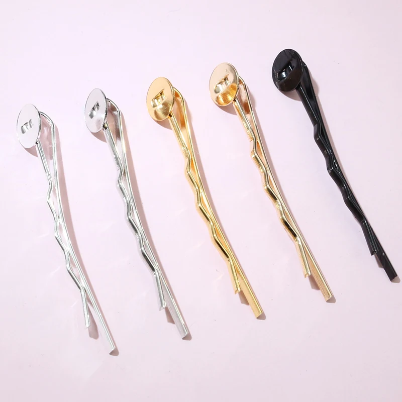 50pcs Hairpins Hair Clips Base Setting 7mm Inner Size Cabochons Flat Bezel Tray 44mm Length DIY Hairpin Jewelry Making Findings image 4