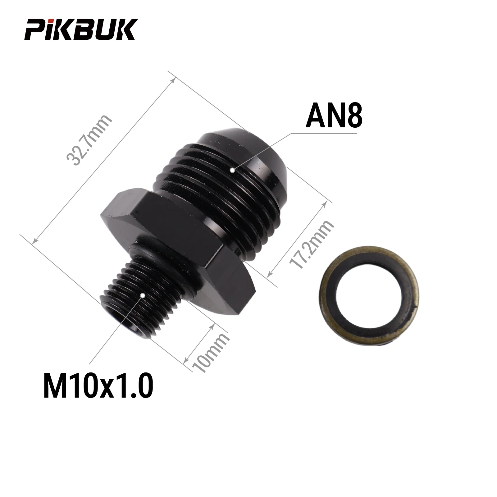 PIKBUK Aluminium AN6 AN8 AN10 AN12 auf M10/12/14/16/18/20/22x1.5 Adapter Flare-Fitting Auto-Schlauchanschluss Stecker Ölkühler-Anschluss