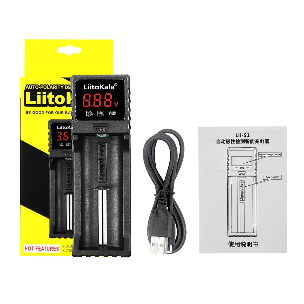 LiitoKala Lii-S1 18650 Battery Charger For 26650 16340 14500 LiFePO4 1.2V Ni-MH Ni-Cd Rechareable Battery Smart Charger