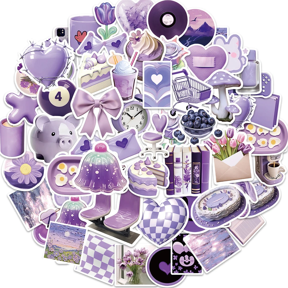 

10/30/56pcs Ins Style Purple Graffiti Sticker Aesthetic Decals Laptop Suitcase Phone Guitar Fridge Decoration Sticker Kids Toys