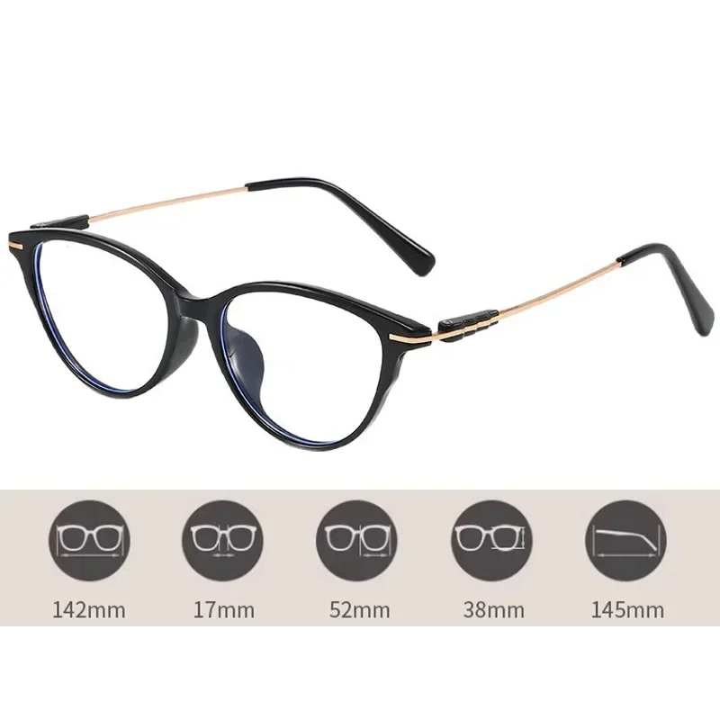 2025 New Retro Cat Eye Photochromic Myopia Glasses Ultra Light Neutral High-end Stylish Anti Blue Light Myopia Glasses