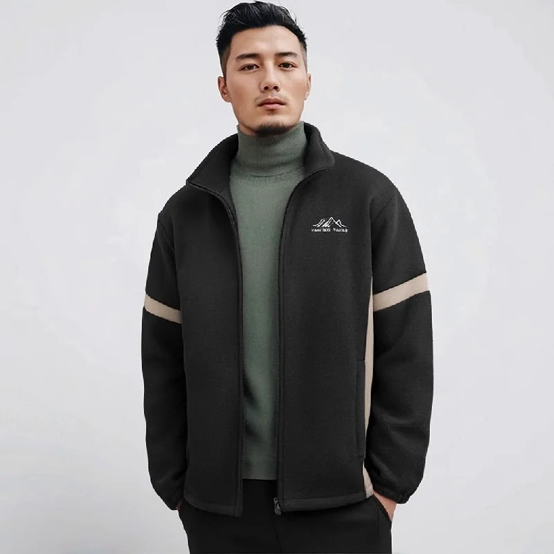 

Men's Winter Fce Lined Zipper Jaet Thi Outdoor Warmth Youth Zipper Closure Coat Polyester Fiber Long Sve Regular Fit