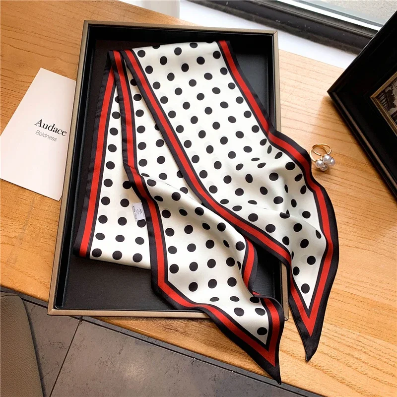 Luxury Long Silk Scarf Female Animal Horse Print Thin Narrow Scarf Bag Hair Band Ribbon Scarfs Women Neckerchief