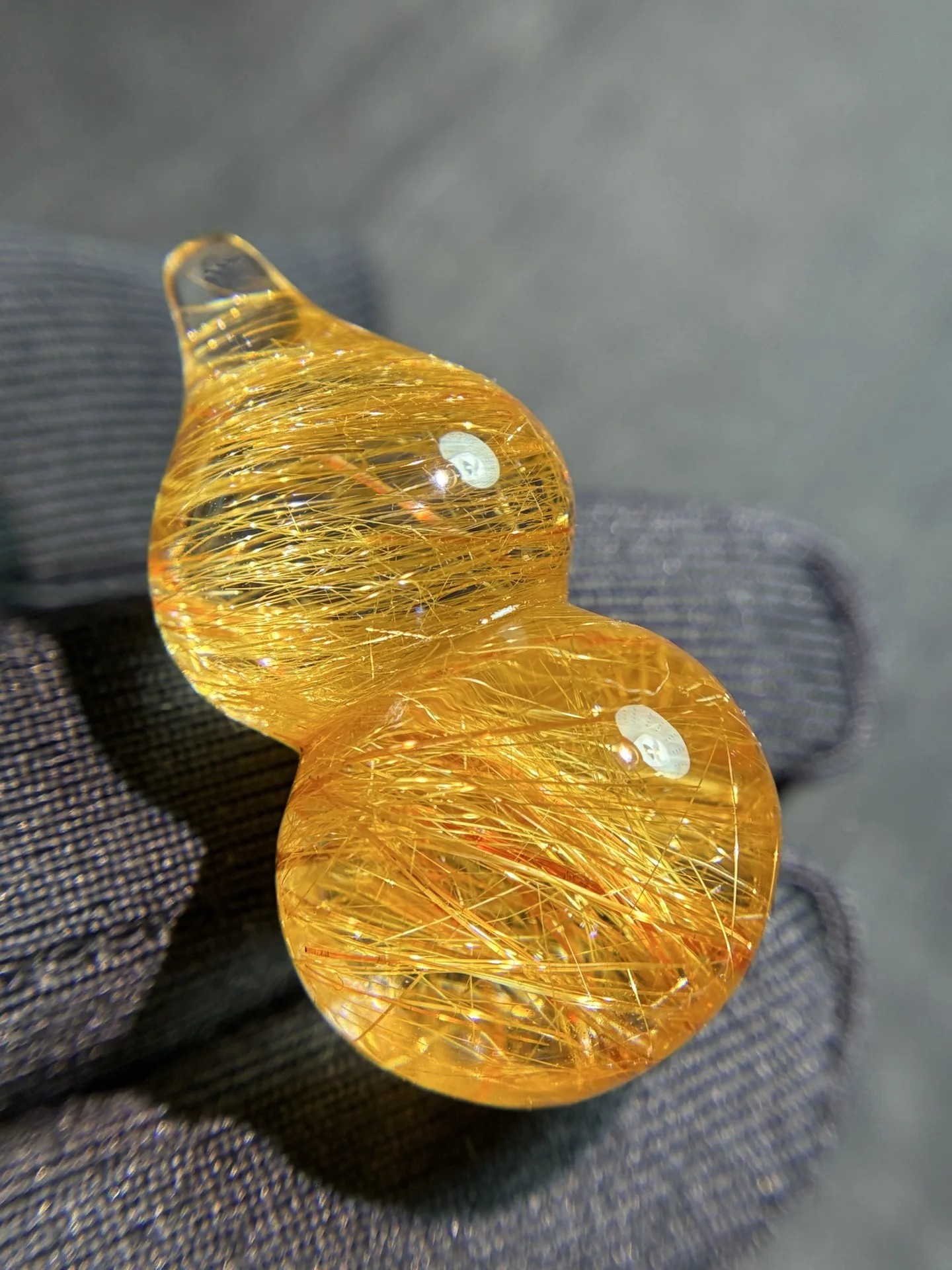 Natural Copper Rutilated Quartz Pendant Gourd Rutilated Quartz 32.3x17x14.3mm Men Women Brazil AAAAAAA