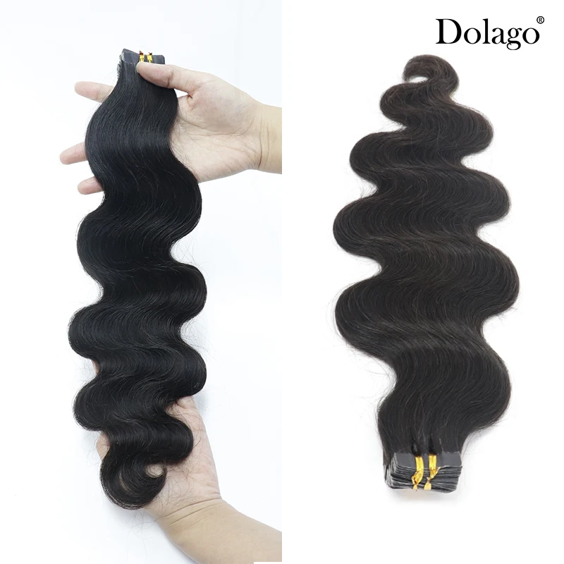 Body Wave Tape In Human Hair Extensions For Black Women Tape Ins Wavy Natural Wave Brazilian Virgin Hair Bundles Weave Dolago