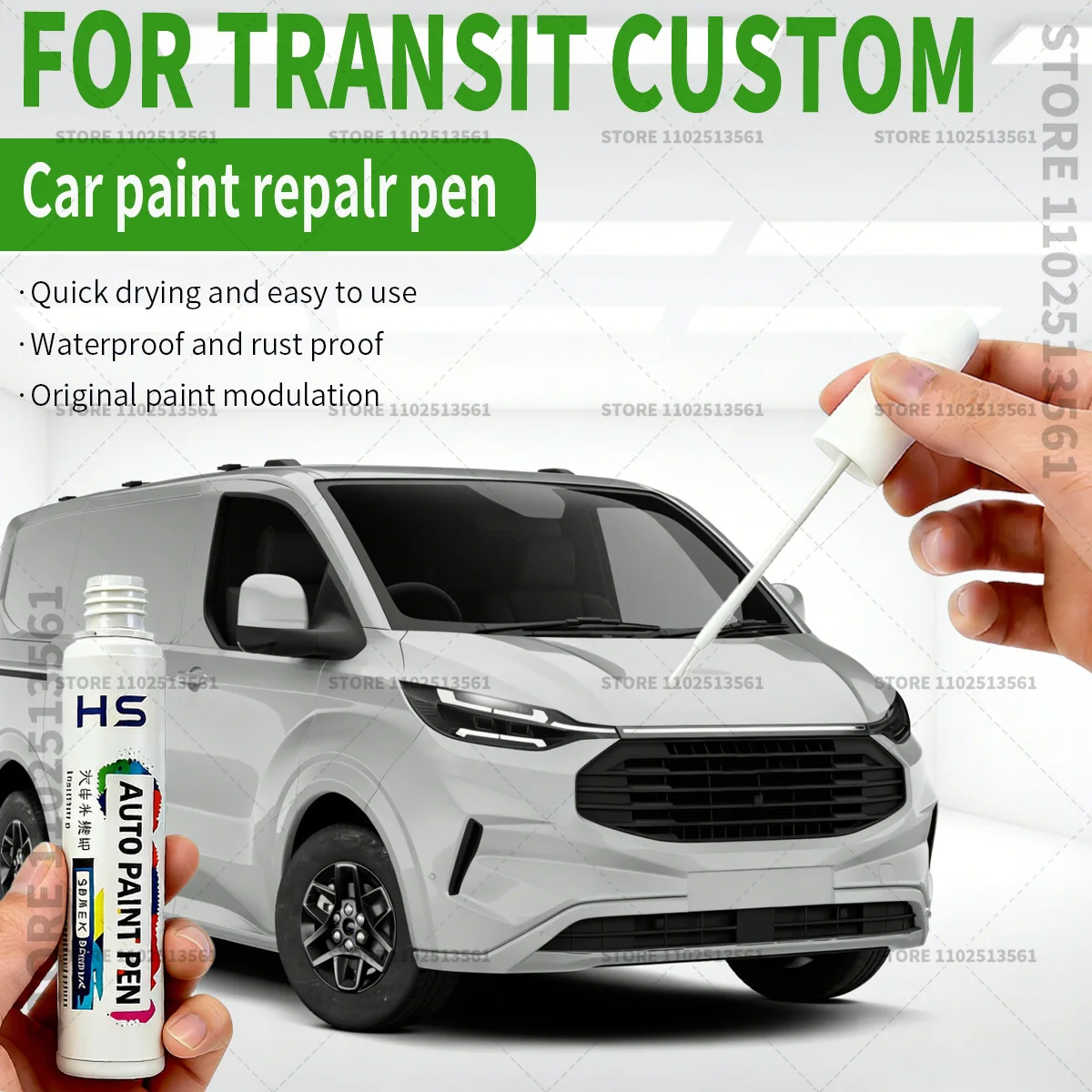 For 2012-2025 Ford Transit Custom Car Paint Repair Pen Restores Original Factory Paint Finish Black lce White Night Blue Silver