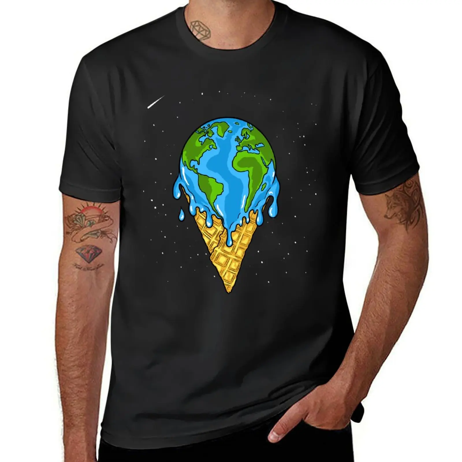 Global Warming Ice Cream T-Shirt for a boy Short sleeve tee summer clothes t shirts for men