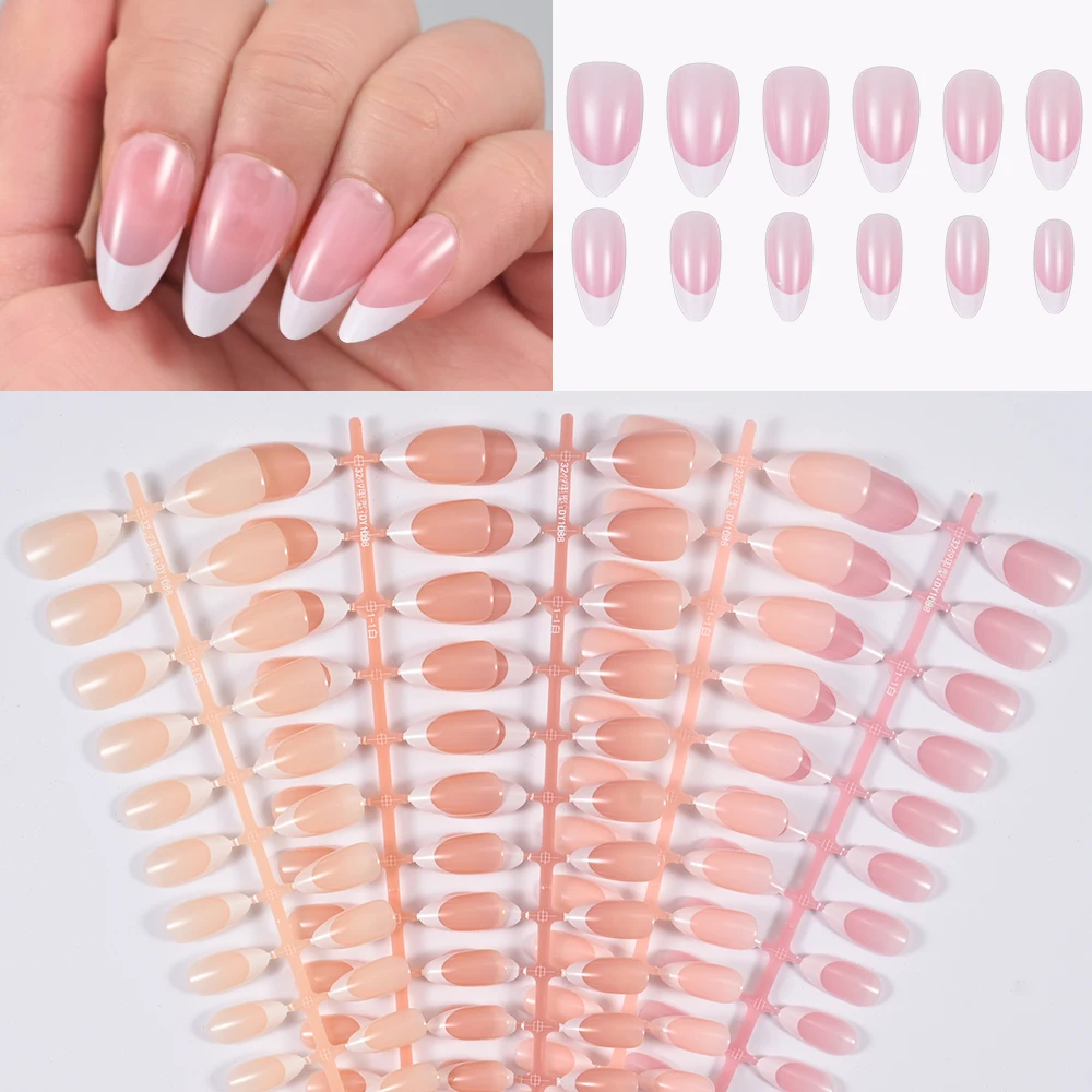 360/150pcs/box Nude Pink Almond French False Nails White Tip Design Short Wearing Fake Nails Women Nails Press On Nails Manicure