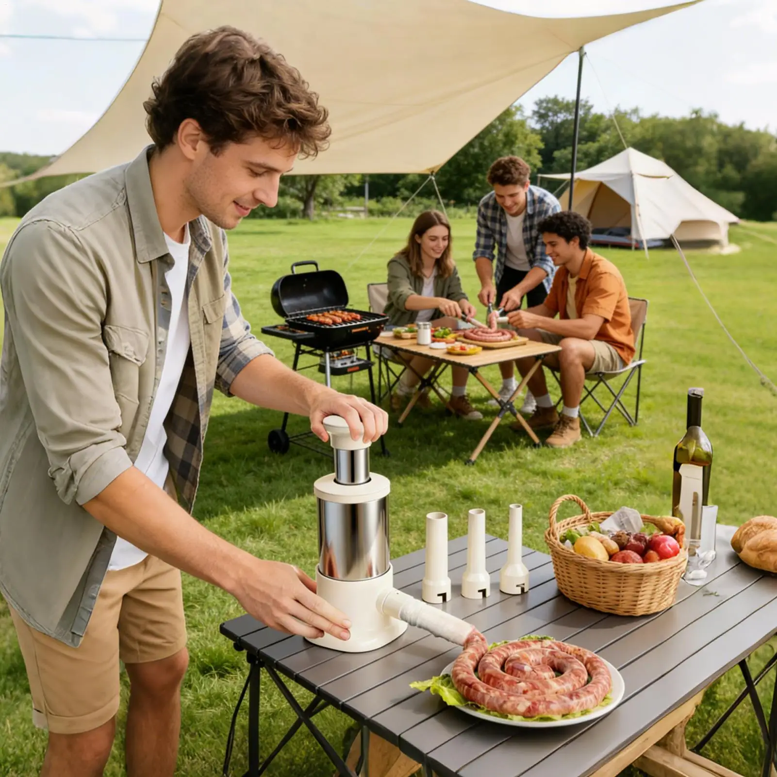 

Meat Stuffer Large-Capacity Manual Kitchen Gadgets Hand Meat Filling Machine For Home For Bratwurst Sticky Rice Commercial