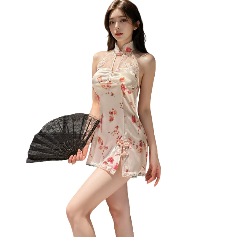 Retro Sleeveless Cheongsam Dress Sexy Women Elegat Office Lady Qipao Miniskirt Chinese Traditional Style Exotic Charm Costumes