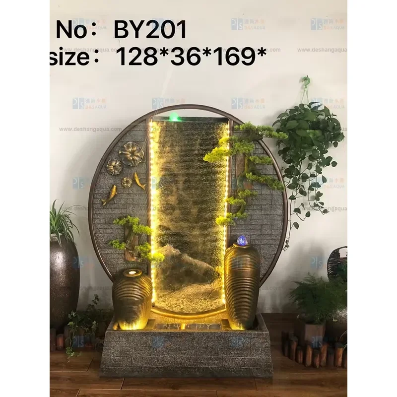 Modern Resin Wall Mounted Waterfall Fountain for Indoor Outdoor Garden Decoration Artificial Water Feature Home Decor Art
