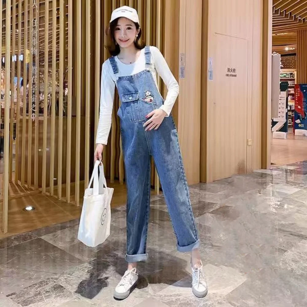 Spring Autumn Korean Fashion Maternity Pants Loose Jumpsuits Clothes for Pregnant Women Pregnancy Overalls T Shirt Sets