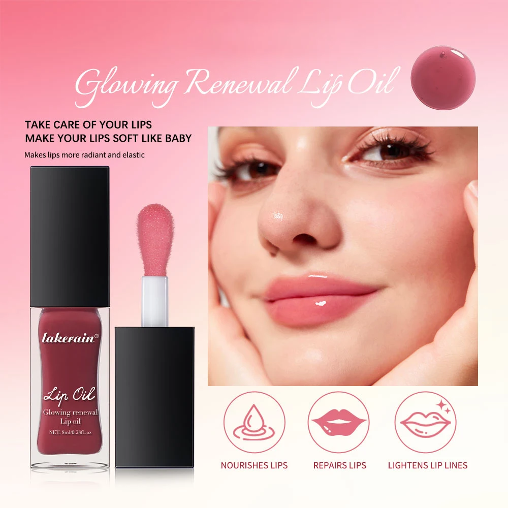 7 Shades Glowing Renewal Lip Oil Hydrating Plumping Glossy Lip Tint Long Lasting Moisturizing Nourishing Shiny Lip Care Makeup