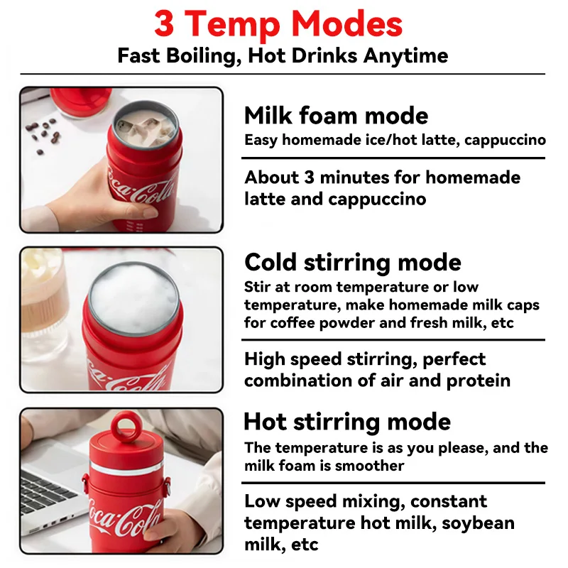 COKE Automatic Stirring Cup Rechargeable Portable Coffee Milk Electric Travel Cup For Smoothie Milkshake Kitchen Mini Mixer Tool view 5