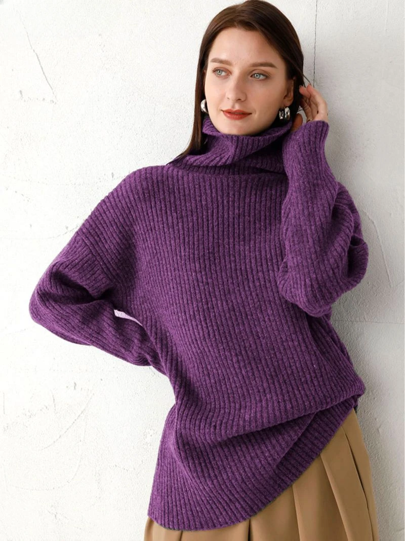 

cashmere Autumn Winter highneck thick oversize Sweater pullovers Women 2024 sweater pullovers female Long Sleeve F247