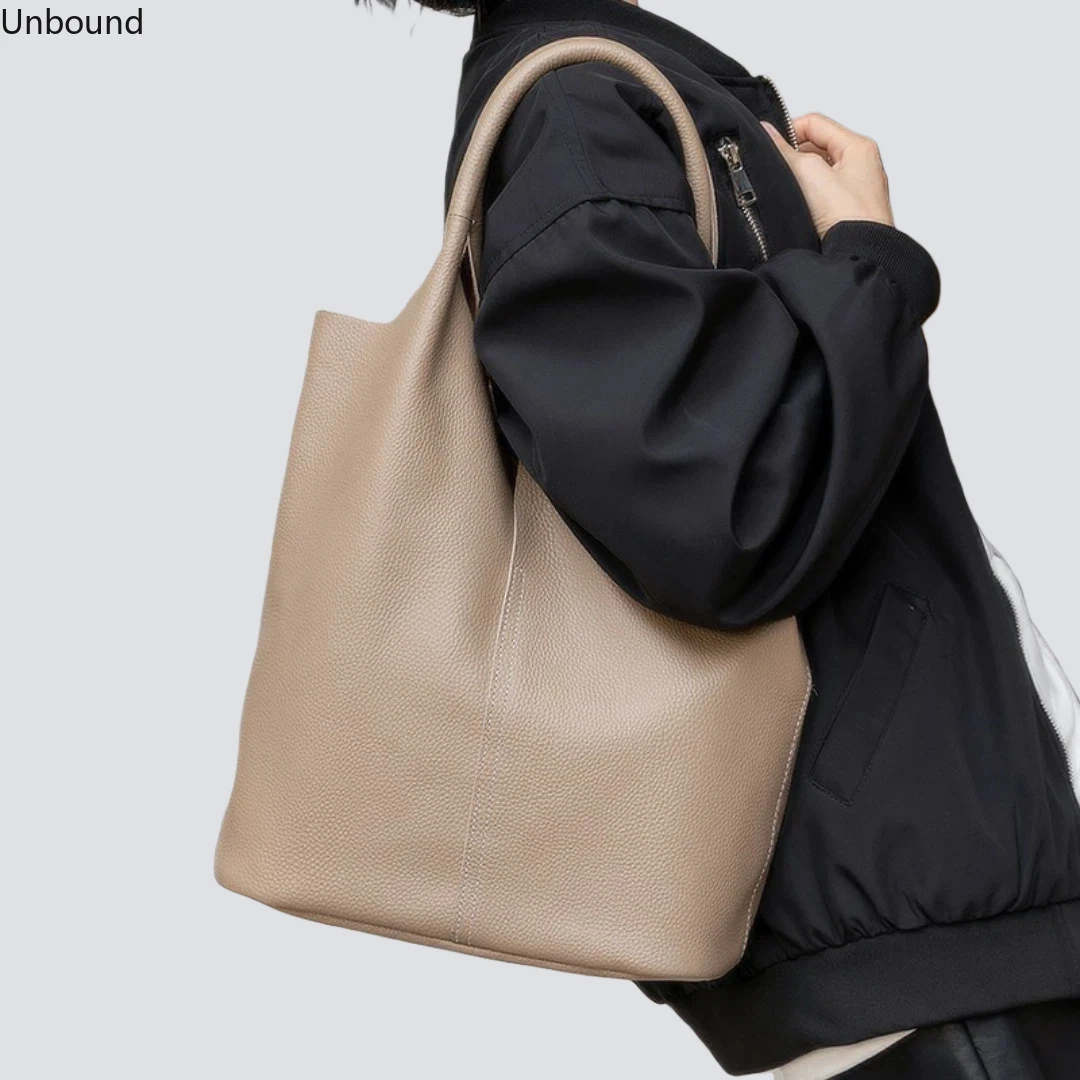 

Женская сумка-тоут из натуральной кожи, большая вместительная сумка через плечо из воловьей кожи, минимальная универсальная дизайнерская шикарная сумка 2026, новинка