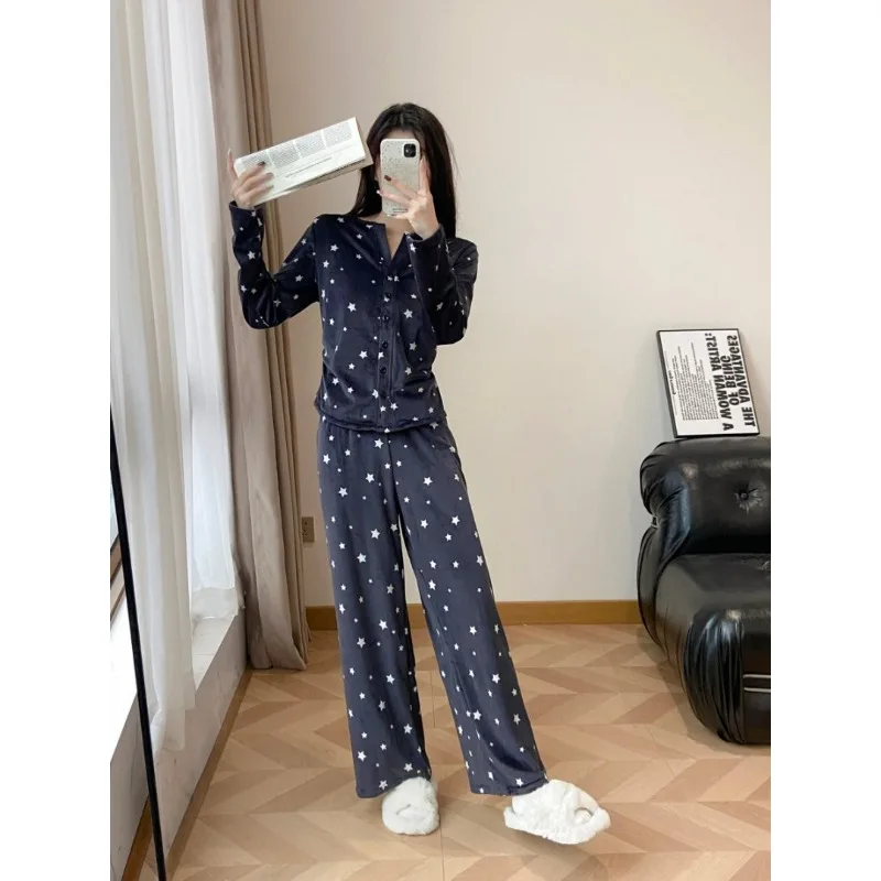 2025 خريف شتاء جديد فاخر جزيرة المخملية المرأة منامة سميكة الدافئة عكسها عالية الجودة المتسكعون مجموعة الدافئة عادية XL #5