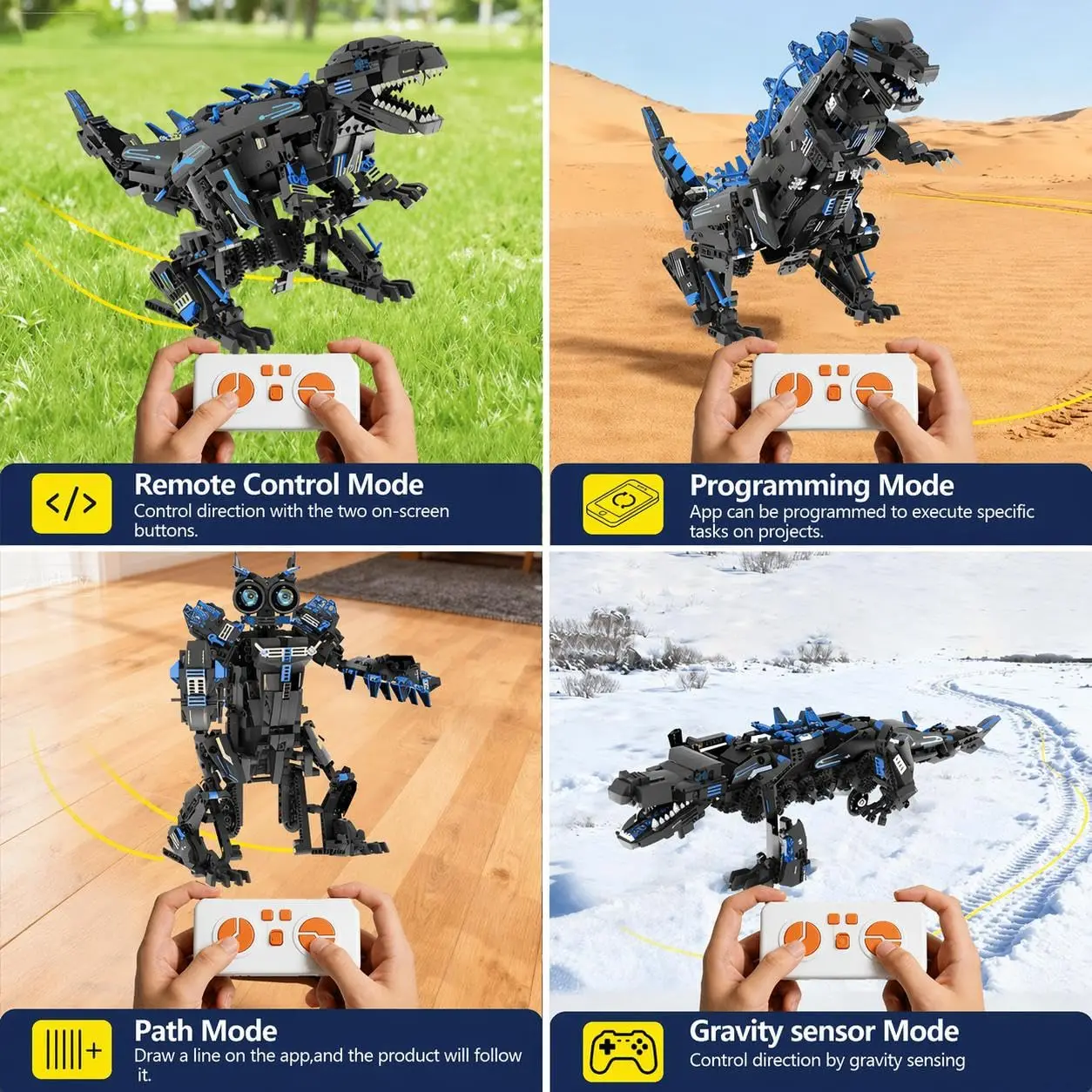 5-in-1 Transformable STEM Robot Dinosaur Building Kit – Programmable DIY Robotics Set – App & Remote Controlled – Educational Coding Toy for Kids Ages 8+