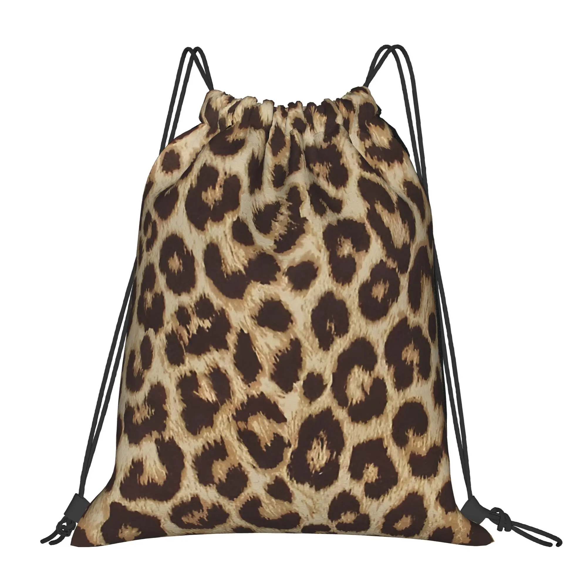 Leopard Print 1 Leopard Print Drawstring Bags Hiking Unisex Storage Organize Bundle Pocket Rope Bag