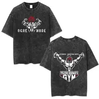 Camiseta lavada Vintage, camiseta de Anime Baki The Grappler Hanma Yujiro, camisetas de manga corta para gimnasio, camiseta informal de algodón de gran tamaño