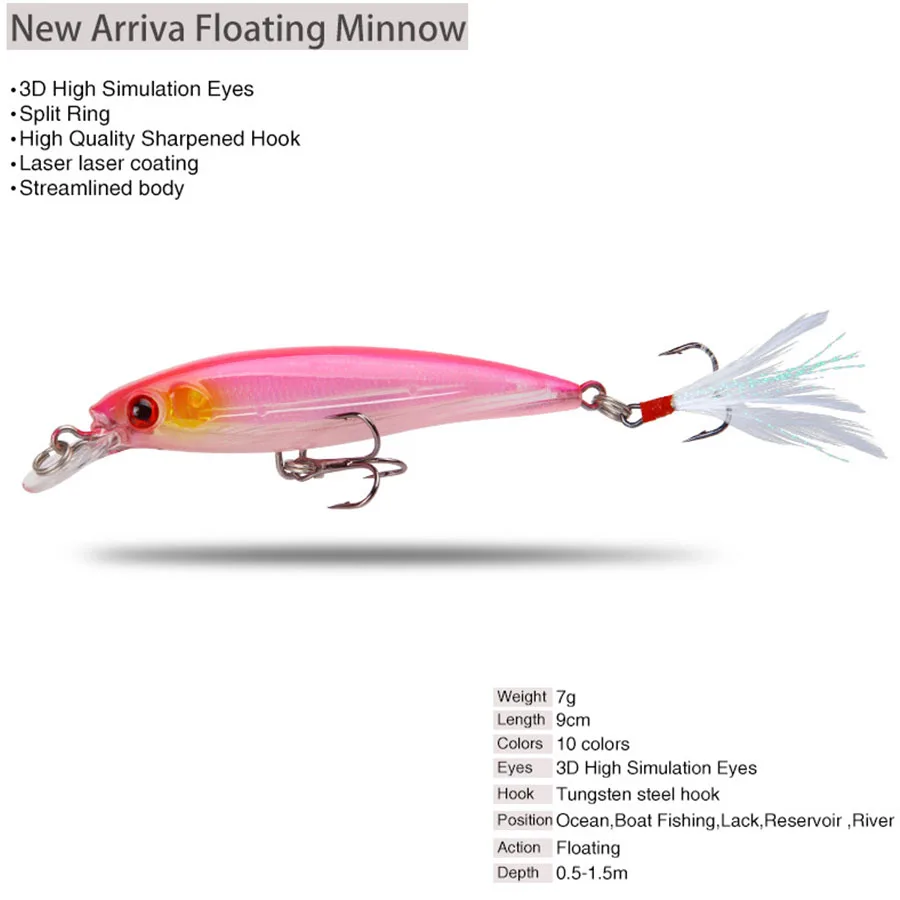 5 قطعة أسماك البلمة بطيئة الغرق مع ريشة الطعم الثابت الاصطناعي Wobblers ل بايك مخطط باس سويم كرانكبيت الصيد السحر مجموعة #5