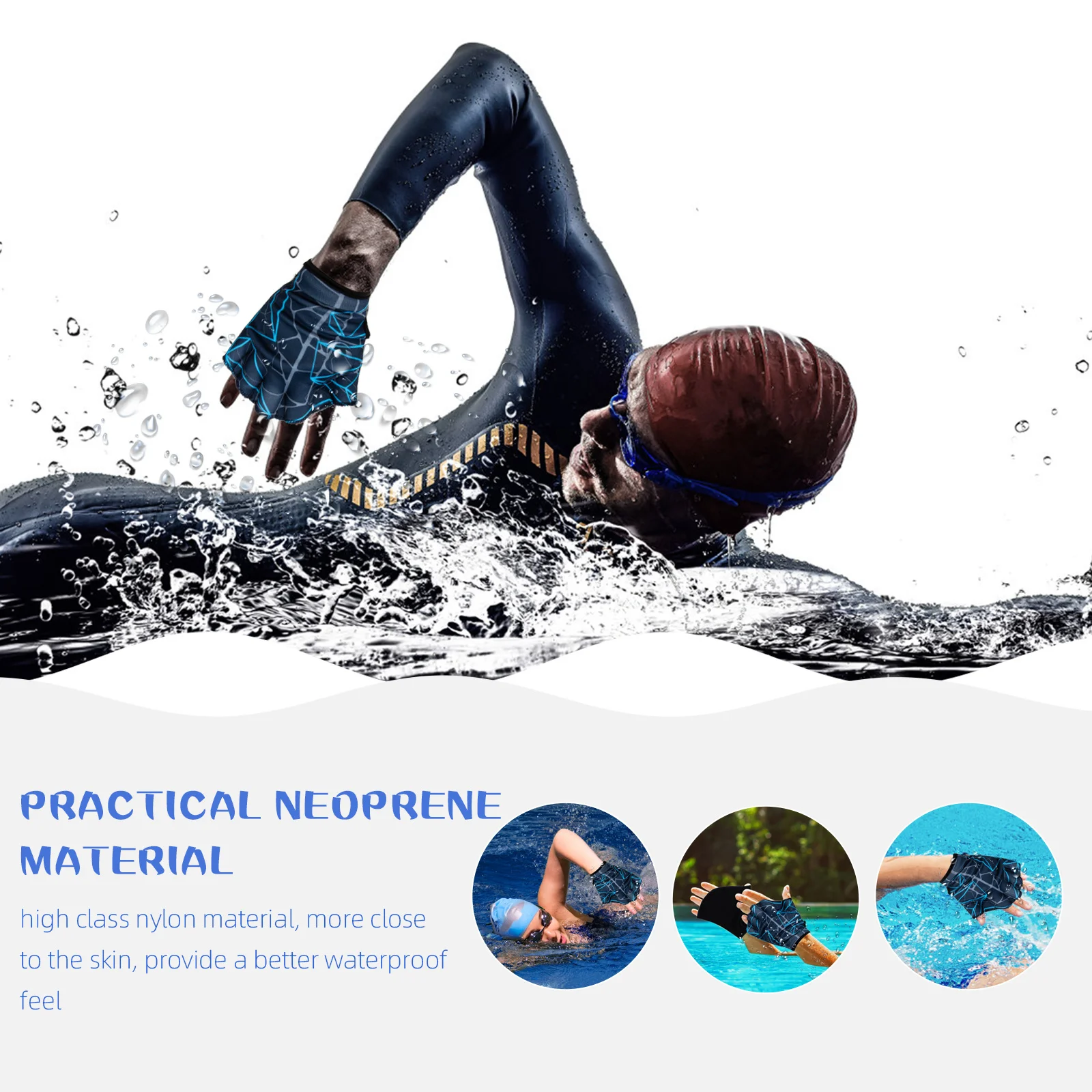 

Webbed Swimming Props Aquatic Gloves Water Waterproof Summer Hand Paddles for Neoprene Silicone Fitness