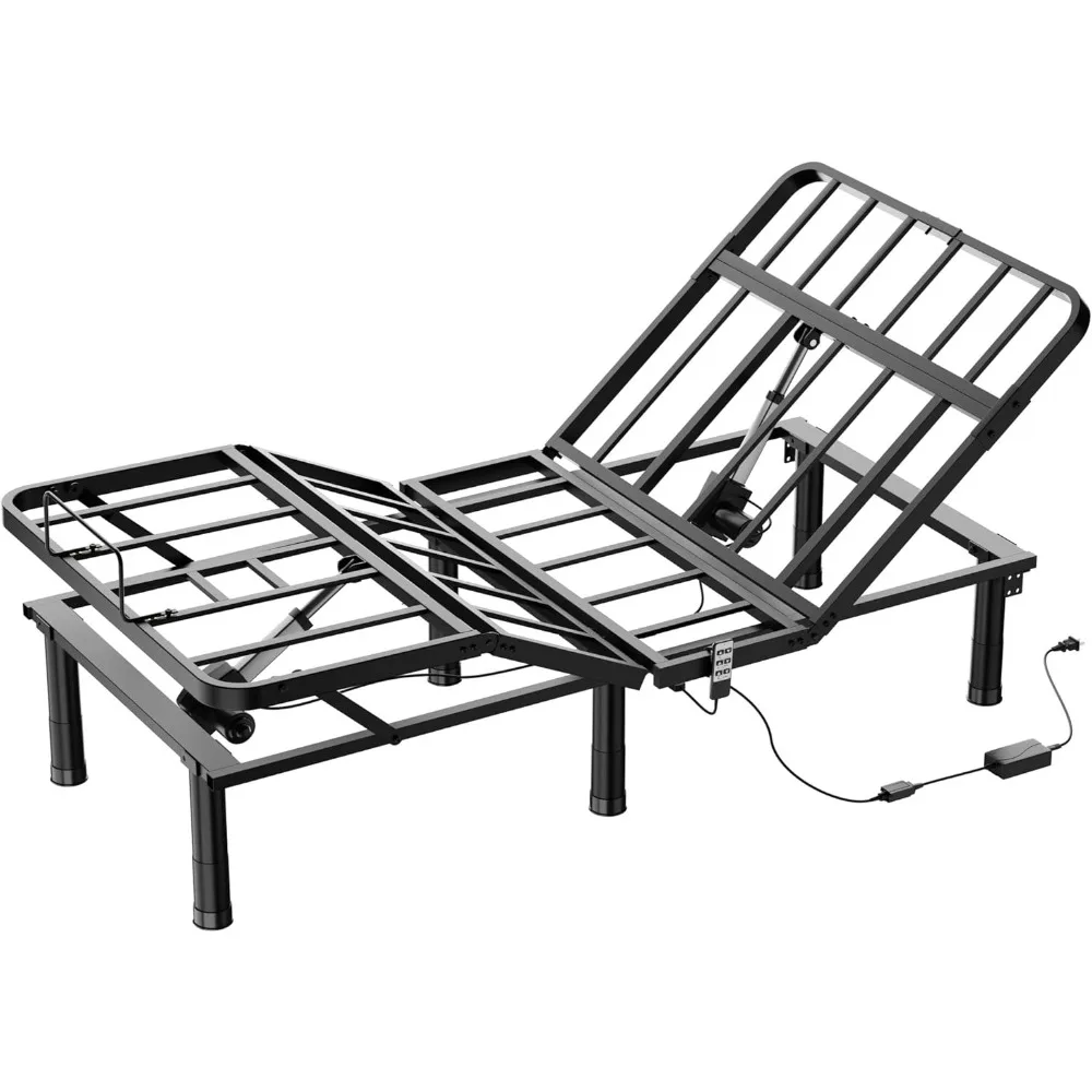 

XL Adjustable Bed Frame, Wired Remote Control, Independent Head Foot Tilt, Electric Bed Frame Base, Adjustable