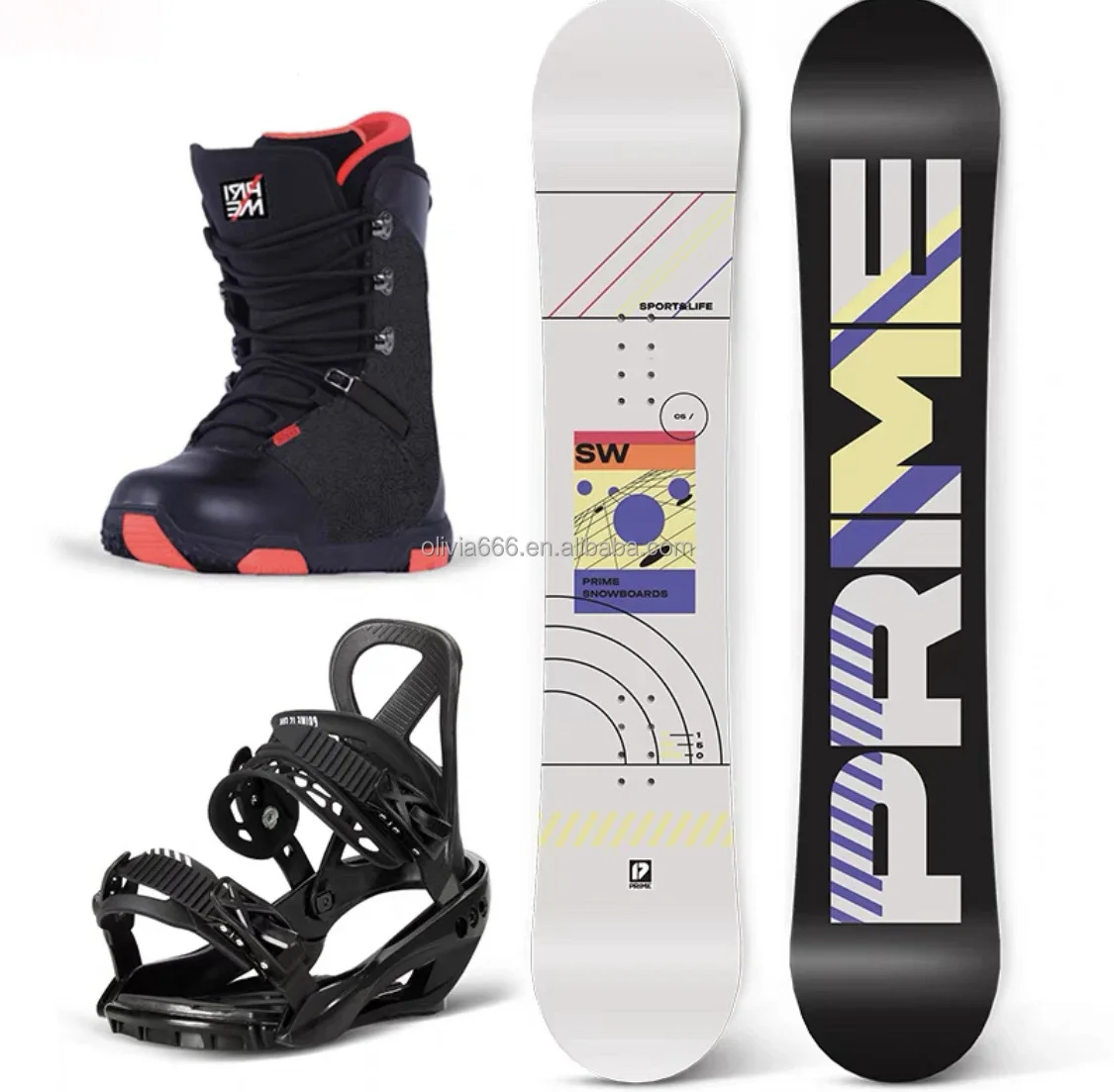 set da snowboard ad usura rapida, fissatore, set di attrezzature da sci per racchette da neve per uomo Downhill Snowboard