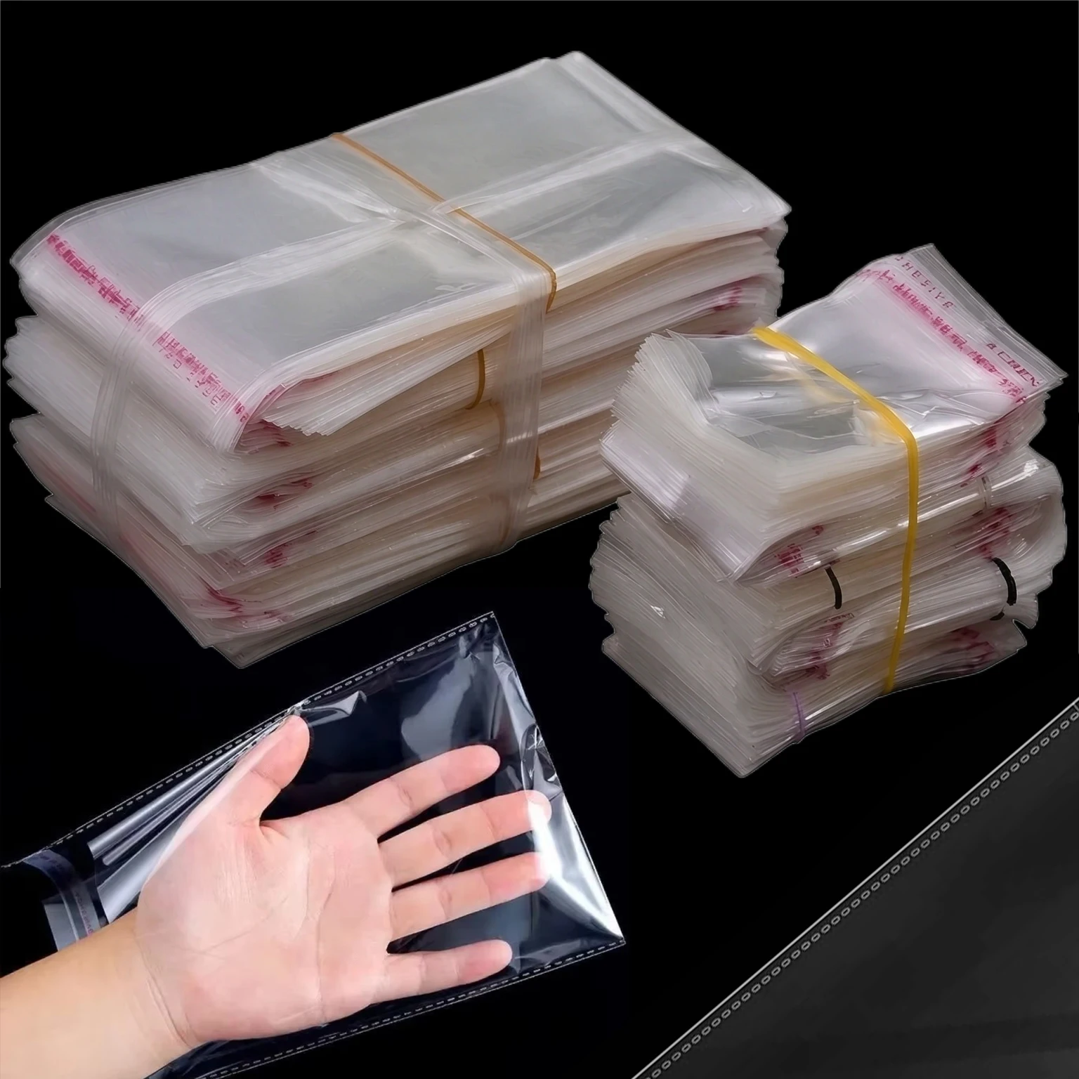100Pcs Clear OPP Bags – Assorted Flat & Perf-Edge Sealable Poly Baggies, Protective Sleeves for Jewelry, Hardware Parts TMZ
