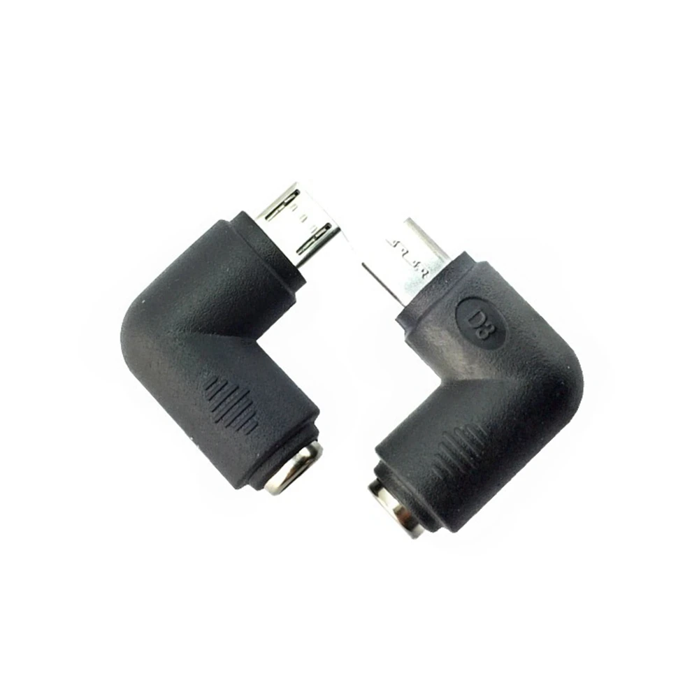 12V DC Power Supply DC5.5 to 2.1mm Female to Micro USB Plug Adapter 90° for Phone and Tablet