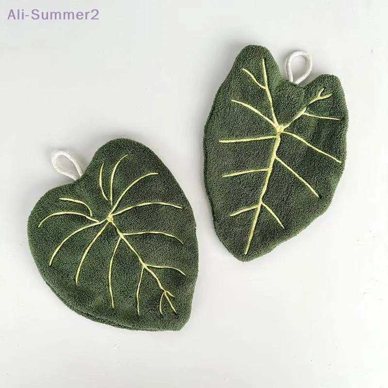 Soft Double-layer Leaf Style Hand Towel Thickened Absorbent Hanging Hand Cloth Speed Dry Handkerchief Rag