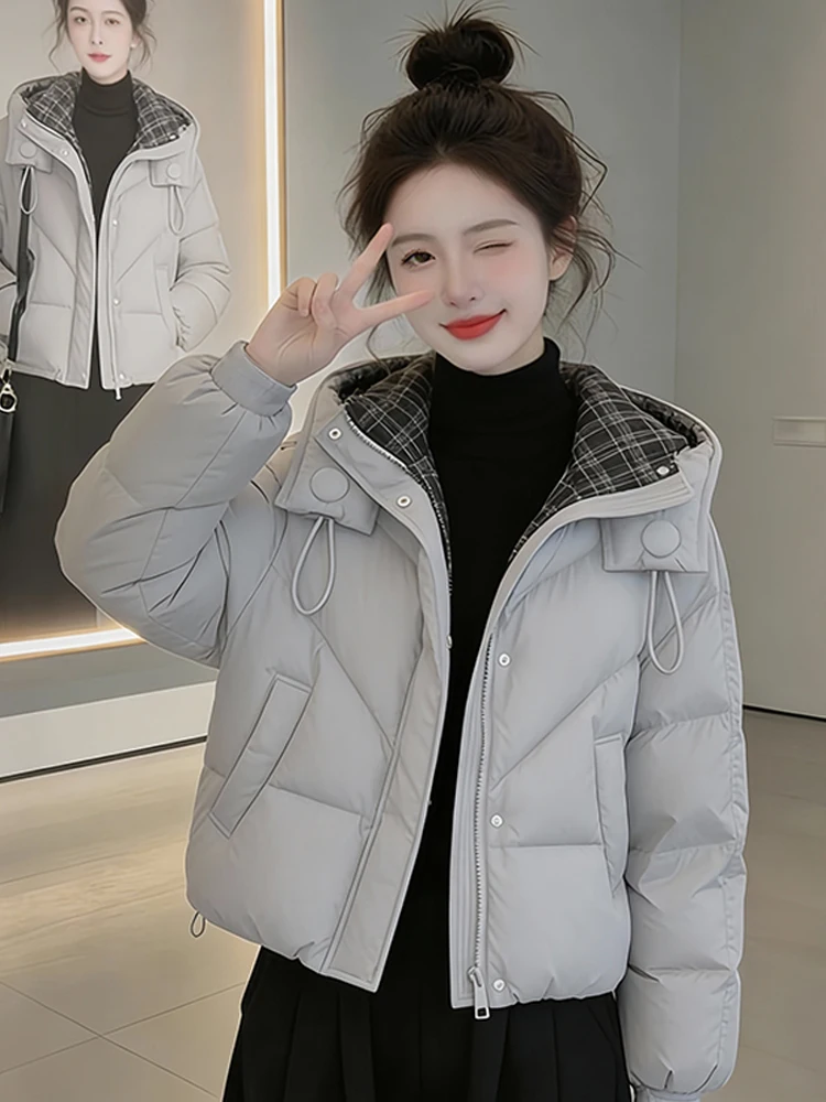

Soft Cotton Padded Jaet Women's Thiened Winter Coat Korean Sle Commute Long Sve Zipper Closure Color Coat