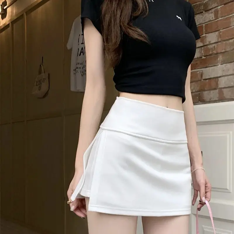 

Hot girl split Mini Skirts gray skirt women side slit yoga culottes Female's Culottes sports short skirt