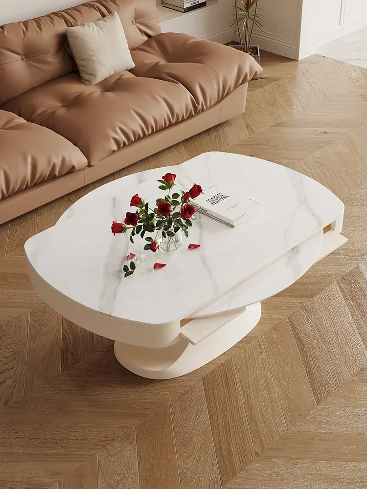 

Электрический подъемный журнальный столик двойного назначения, круглая каменная тарелка, бытовой складной чайный столик