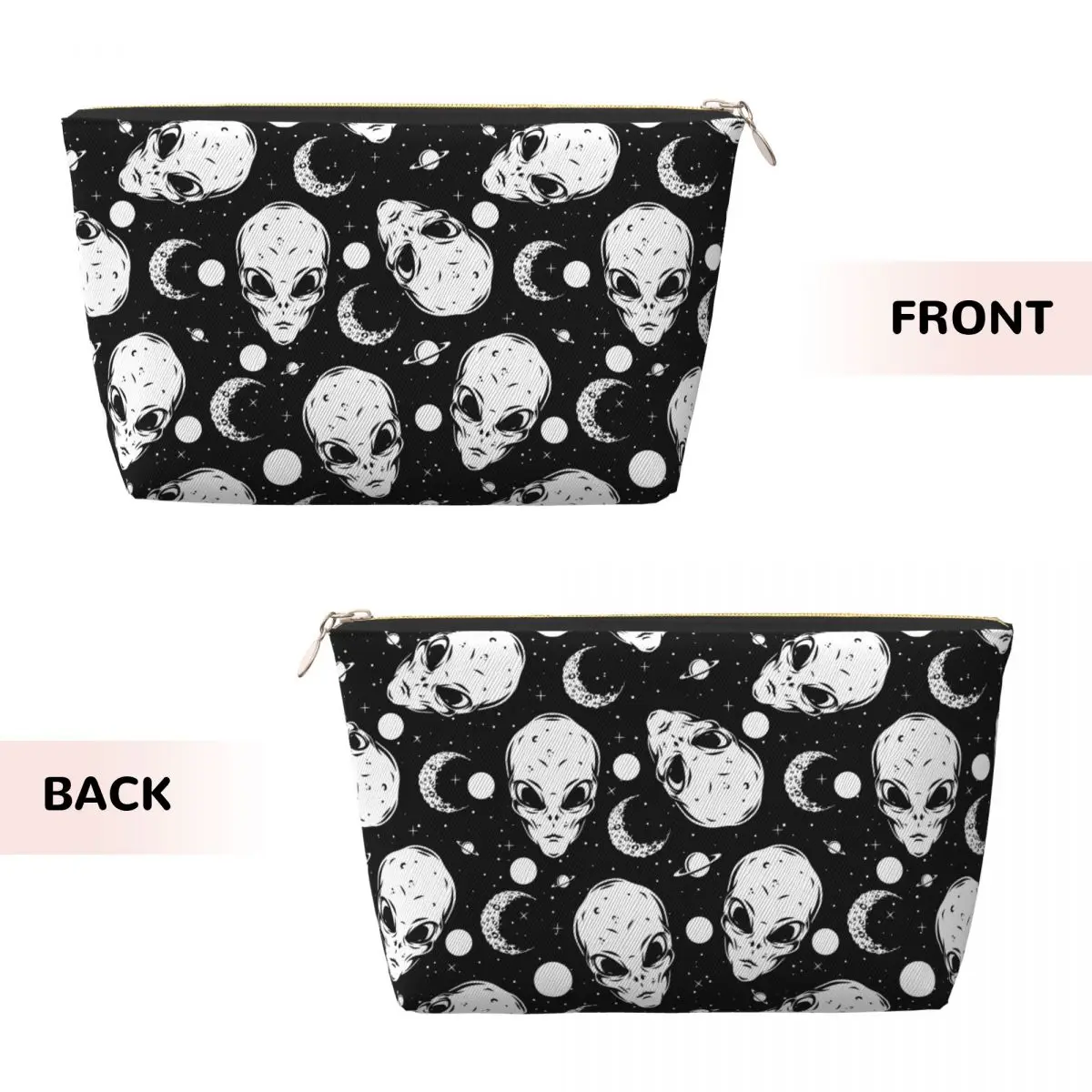 Custom Halloween Spooky Alien Cosmetic Bag Women Kawaii Large Capacity Makeup Case Beauty Storage Toiletry Bags