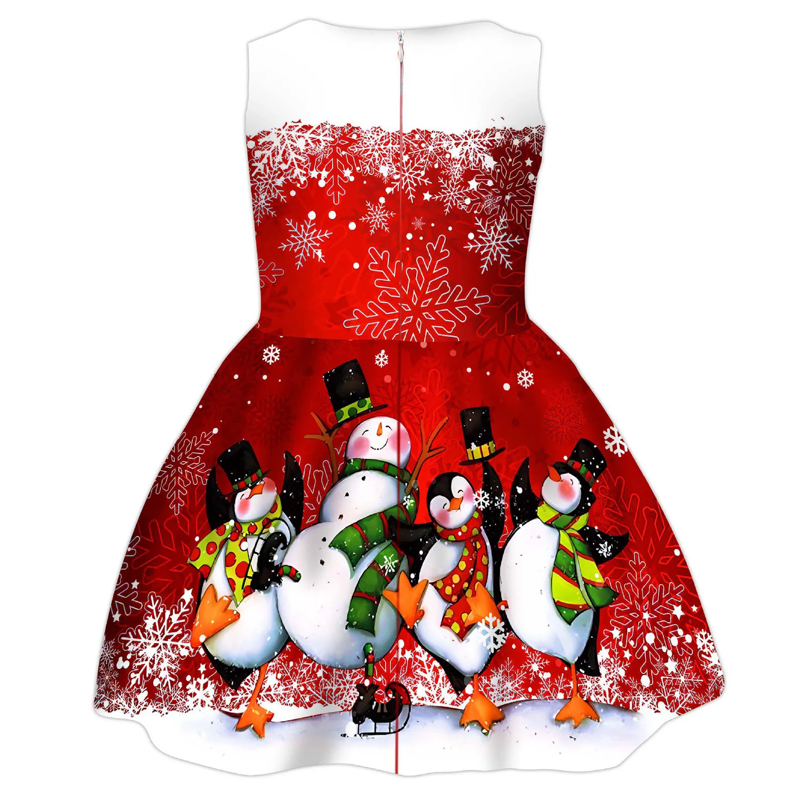 Christmas Costume for Kids Girls Cartoon Snowflake Print Santa Claus Christmas Party Dress New Year Xmas Children Clothing 3-10Y