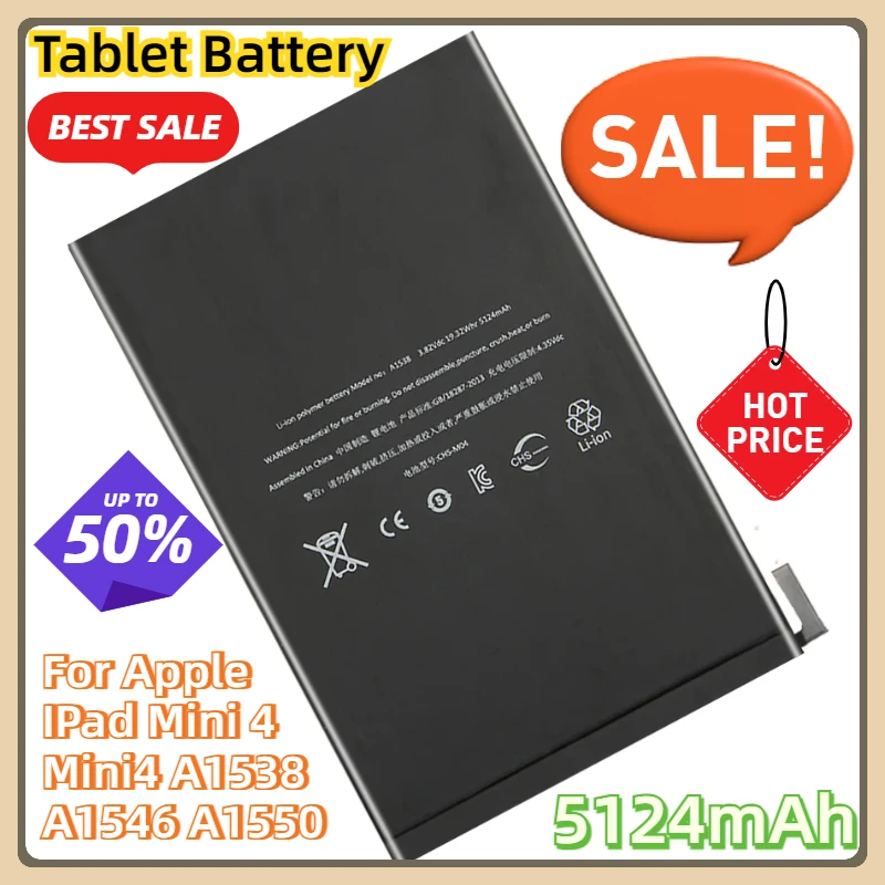 

For Apple IPad Mini 4 Mini4 A1538 A1546 A1550 Tablet Battery 5124mAh