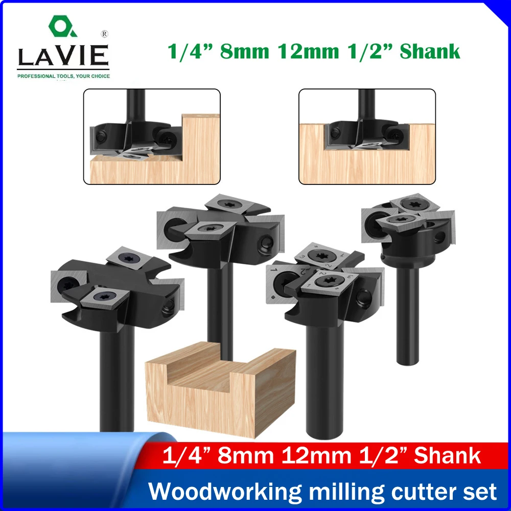 

LAVIE 6.35/8/12/12.7mm Shank 4-Flute Panel Cutters,All Black Grooving Cutters,Slotting Milling Cutters,Woodworking Router Bits