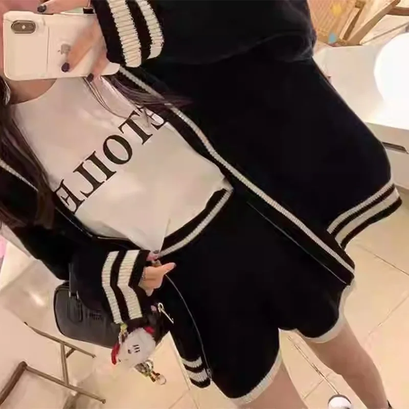 Suéter de punto de manga larga con cuello en V para mujer, abrigo e de estilo perezoso de otoño, plones cortos de ...