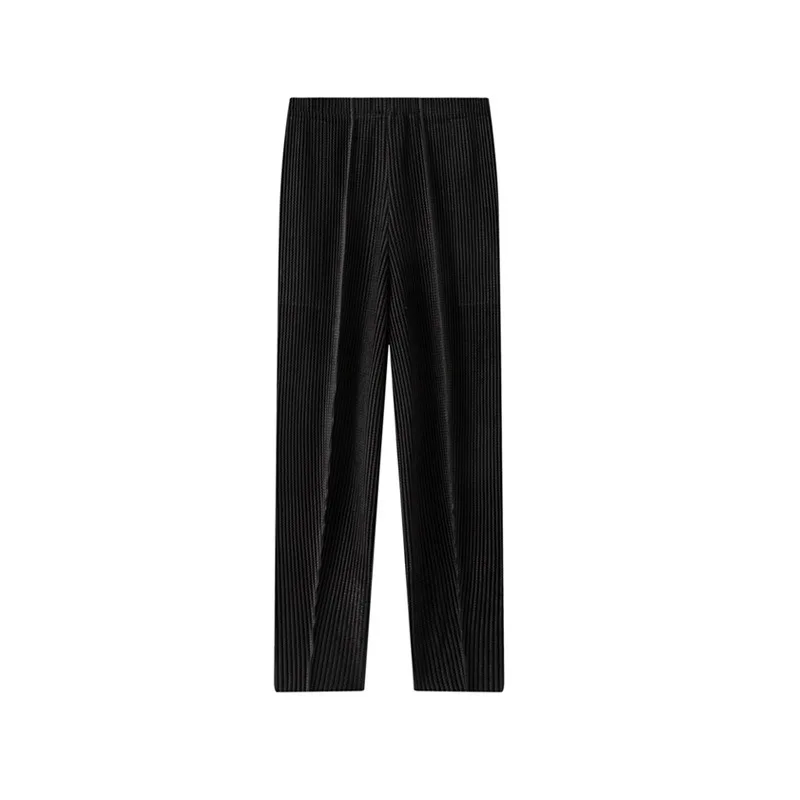Miyake Pleated High-Waisted Straight Casual Pants Plisse Women 2026 Autumn Winter New Fold Fashion Slim Fit Elegant Draped Pants