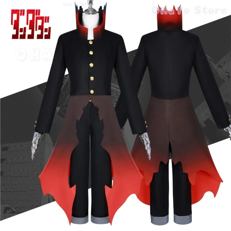 Costume Demi-Masque Tatouage pour Homme, Dandadan Ken Tokyo akura Ken Okarun Cosplay, Autocollant Turbo Mode Perruque Rouge, Tenue de ixd'Halloween