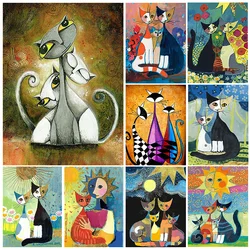 DIY 5D Diamond Painting Full Drill Cartoon abstract cat Diamond Mosaic Hand Inlaid Rhinestones Embroidery Home Decor Gifts