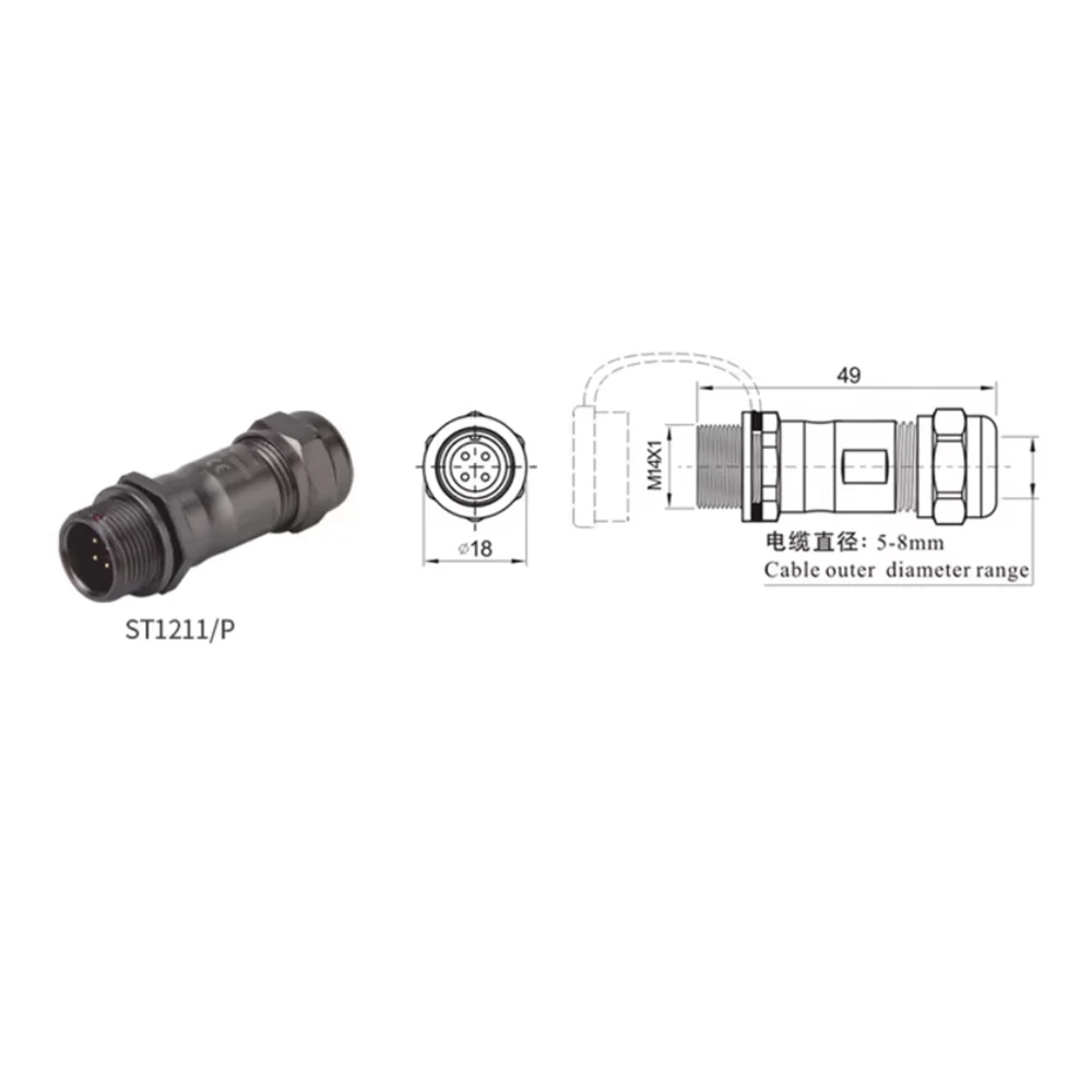 3 ST1210/S4 ST1213/P4 ST1210/S9 ST1213/P9 ST1211/P4 plug socket waterproof connector IP67