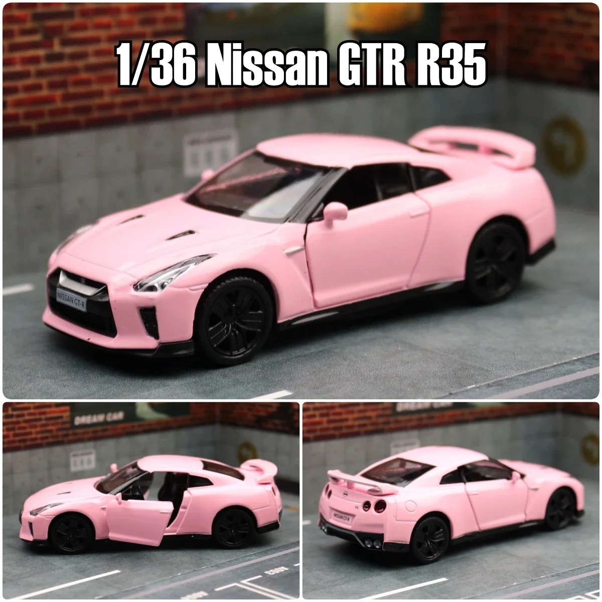 1/36 Nissan GT-R R35 Race Toy Car Model For Children RMZ CiTY 5'' Diecast Metal Vehicle Miniature Pull Back Collection Gift Boy