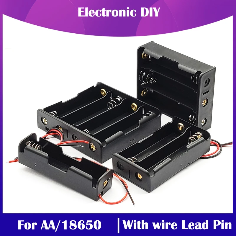 DIY Plastic 18650 Battery Box Storage Case 1 2 3 4 AA 18650 Power Bank Cases Battery Holder Container 1X 2X 3X 4X With Wire Lead