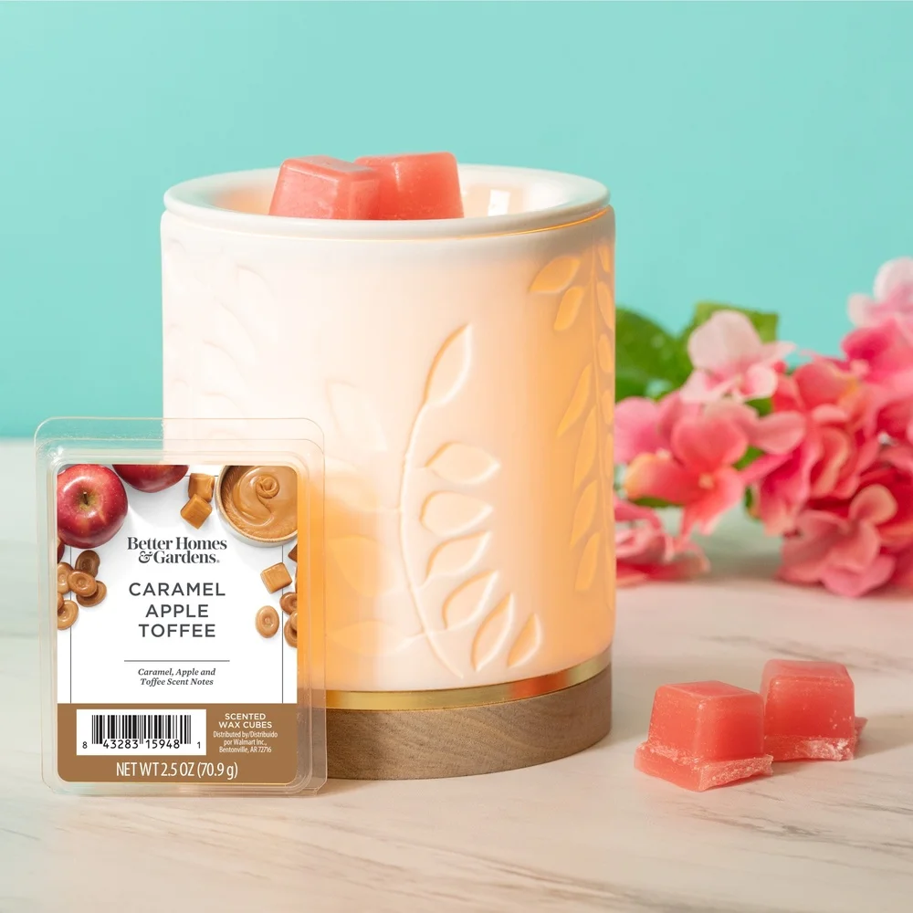 Карамельный яблочный ириска, ароматические восковые блюда, 5 упаковок, высокоароматические многоразовые кубики воска, легко очищаемые, без остатков сажи с пламенем, идеально подходят