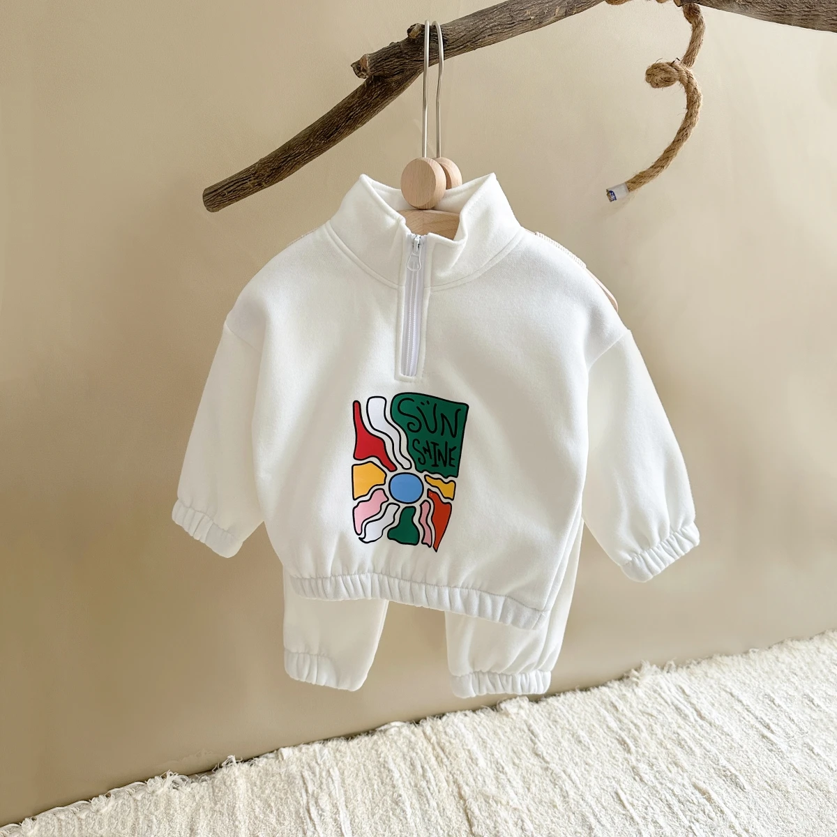 Winter Warm Boys Clothing Sets Thicken Half-Zip Fleece Jacket + Pant Baby Boy Tracksuit Kids Clothes Toddler Girl Clothes Outfit