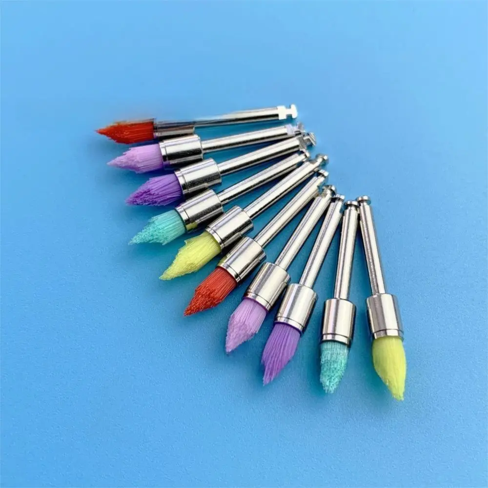 

Красочные щетки для полировки зубов, винтовая защелка, хвостовик RA, профилактические щетки, щетки для полировки зубов с нейлоновой щетиной, удаление пятен